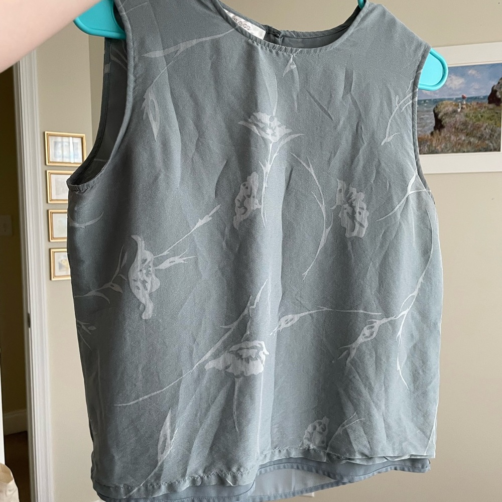 Floral Blue Sleeveless Top